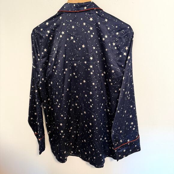L*SPACE Luna Satin Pajama Set In Starry Night In Navy White Size Large New - Picture 9 of 14